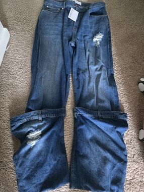 JW Anderson Dark Wash Distressed Straight-Leg Jeans